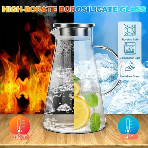 Carafe en verre avec tasses poignée grande capacité