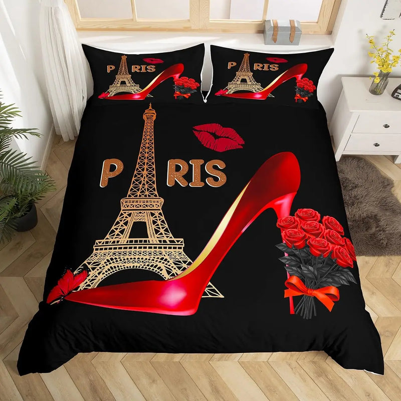 housse de couette florale rose style botanique luxe pour queen et twin