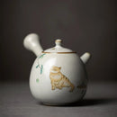 Théière ru kiln chat mignon poignée latérale céramique