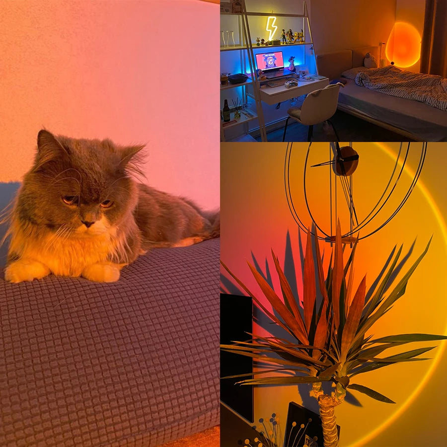 lampe led coucher de soleil veilleuse projecteur ambiance festive - vue 3 sur 9