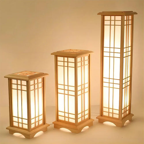 lampadaire japonais en bois massif pour intérieur lumineux