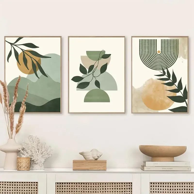 affiches murales boho géométriques soleil lune abstraites pour décoration