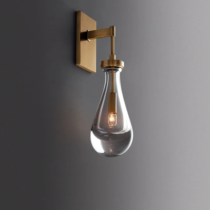 applique murale design gouttelette d'eau cristal led cuivre nordique