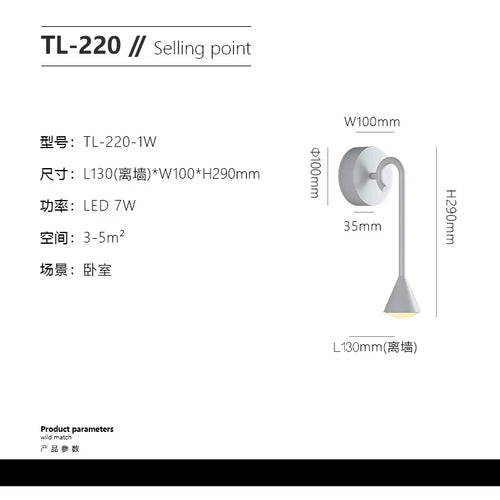 applique murale led conique pour éclairage décoratif extérieur et intérieur
