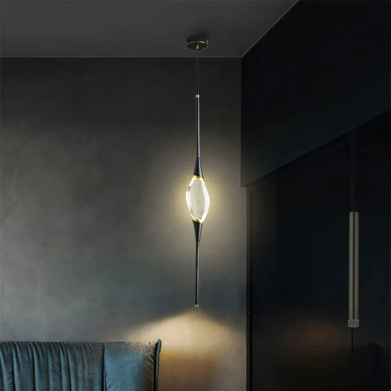 suspension moderne en laiton et cristal pour décoration intérieure design - vue 6 sur 10