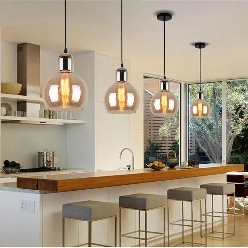 suspension led en verre nordique pour éclairage de table