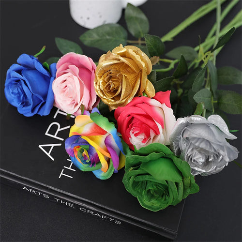 fleurs de roses artificielles en soie pour décorations romantiques