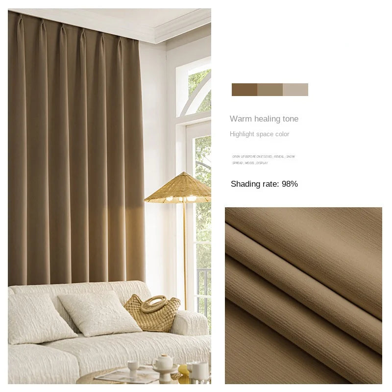Rideau occultant moderne plissé pour grande fenêtre salon