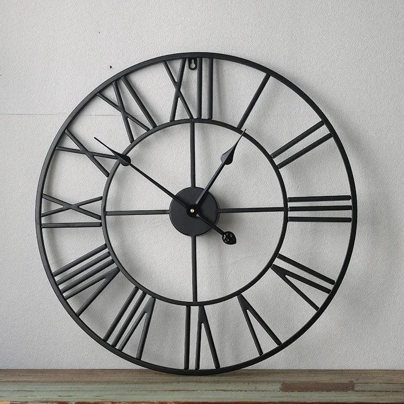 horloge murale moderne 3D rétro avec chiffres romains décoration intérieure - vue 6 sur 7