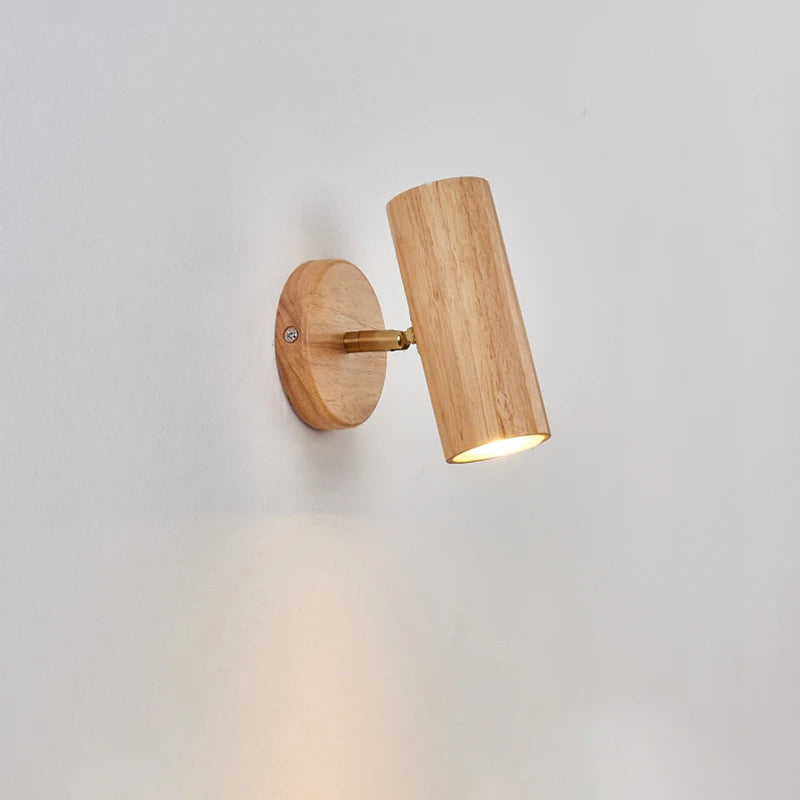 applique murale en bois style nordique led rotatif - vue 5 sur 9