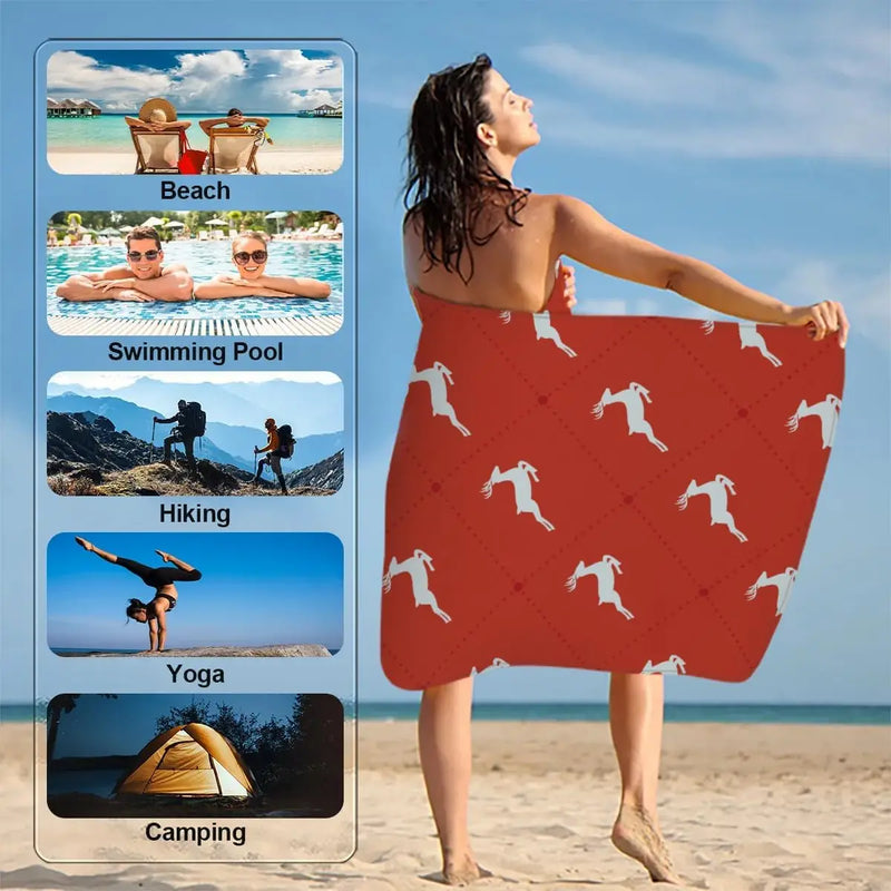 serviette de plage microfibre motif cerf sechage rapide