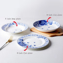 Assiettes porcelaine jingdezhen motif floral poisson 15 30