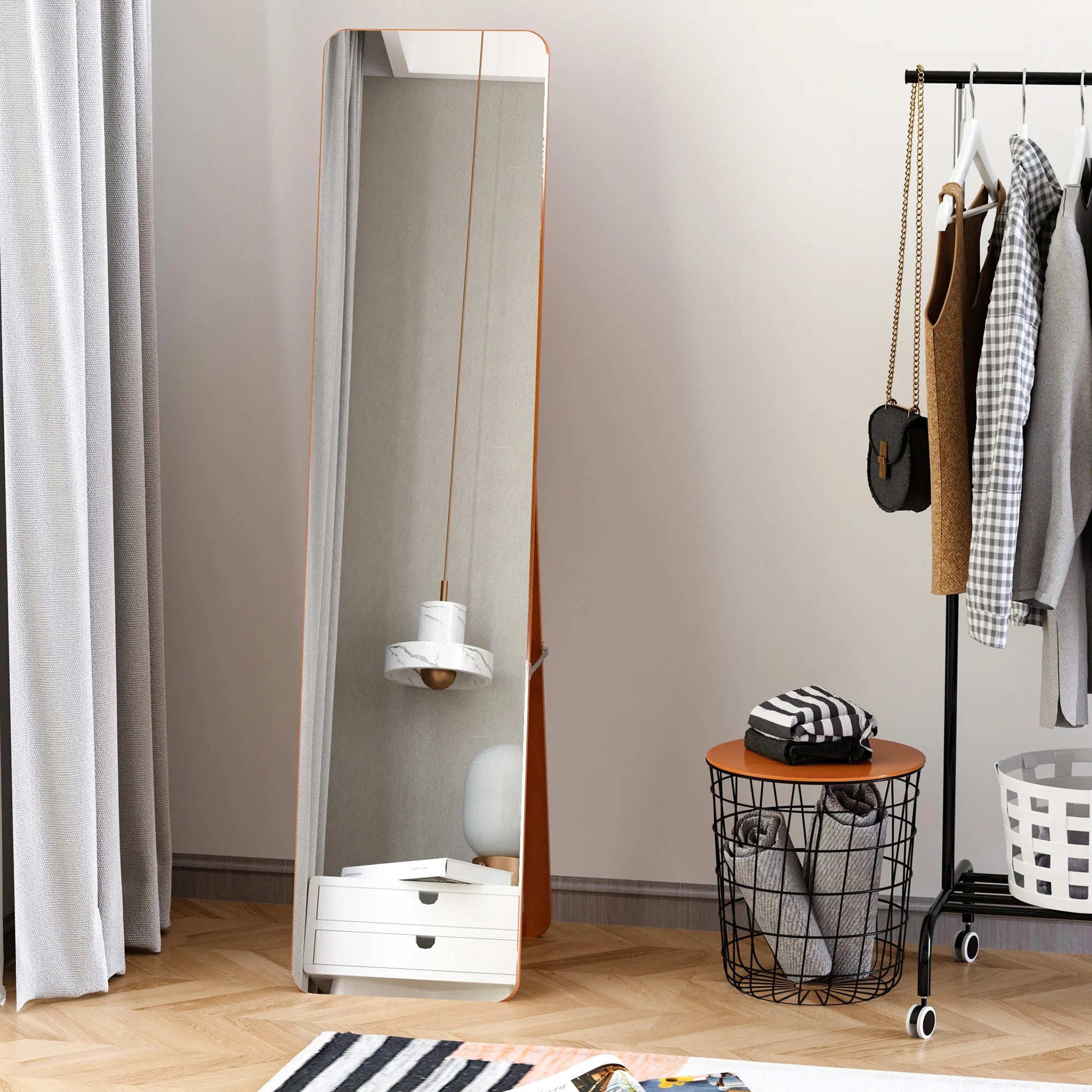 miroir mural sur pied en bois élégant et pratique - vue 8 sur 7