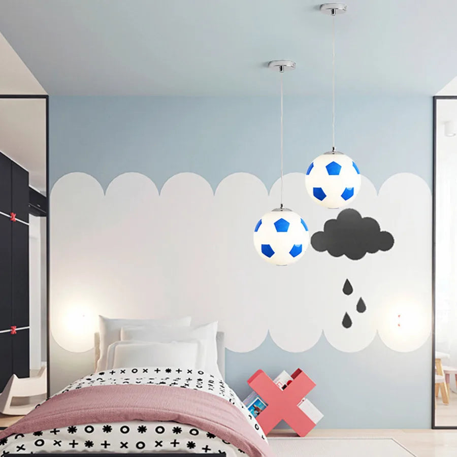 lustre enfant dessin animé football et basket décor lumineux - vue 11 sur 13