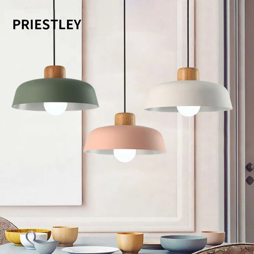 Lustres Macaron nordiques lampe de chevet en bois créative pour chambre étude café Bar Restaurant temps modernes décor lampe suspendue