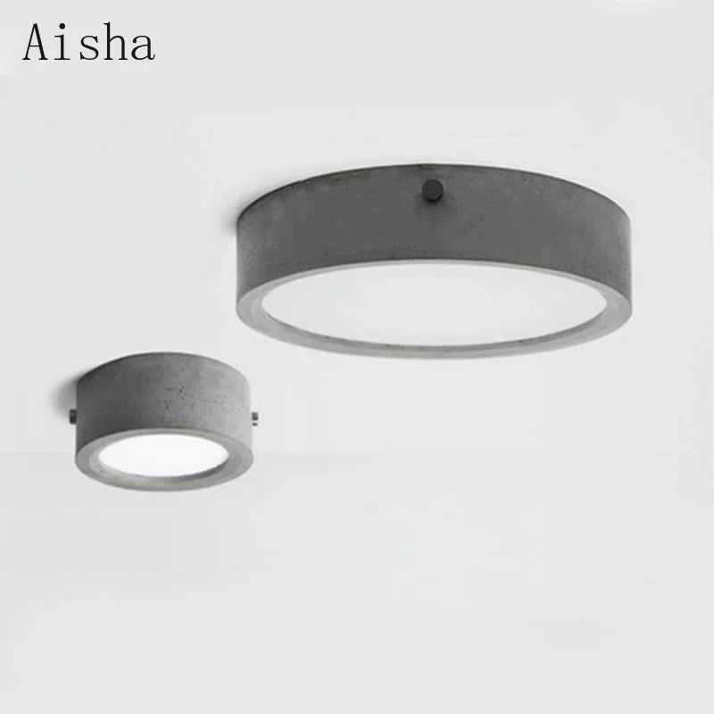 Plafonnier rond en ciment style industriel pour intérieur