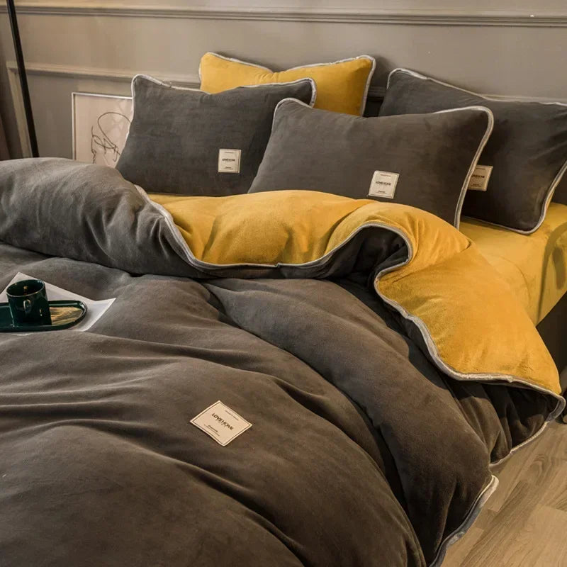 housse de couette en velours corail douce et moelleuse