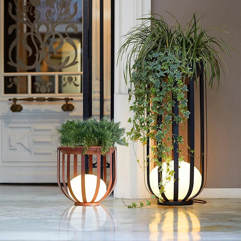 Lampadaire solaire de jardin lampe nordique en pot de fleurs pour Villa cour cour passerelle couloir décor extérieur IP65 éclairage étanche - vue 4 sur 18
