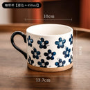 Mug japonais retro ceramique fleurs cerisier peint main