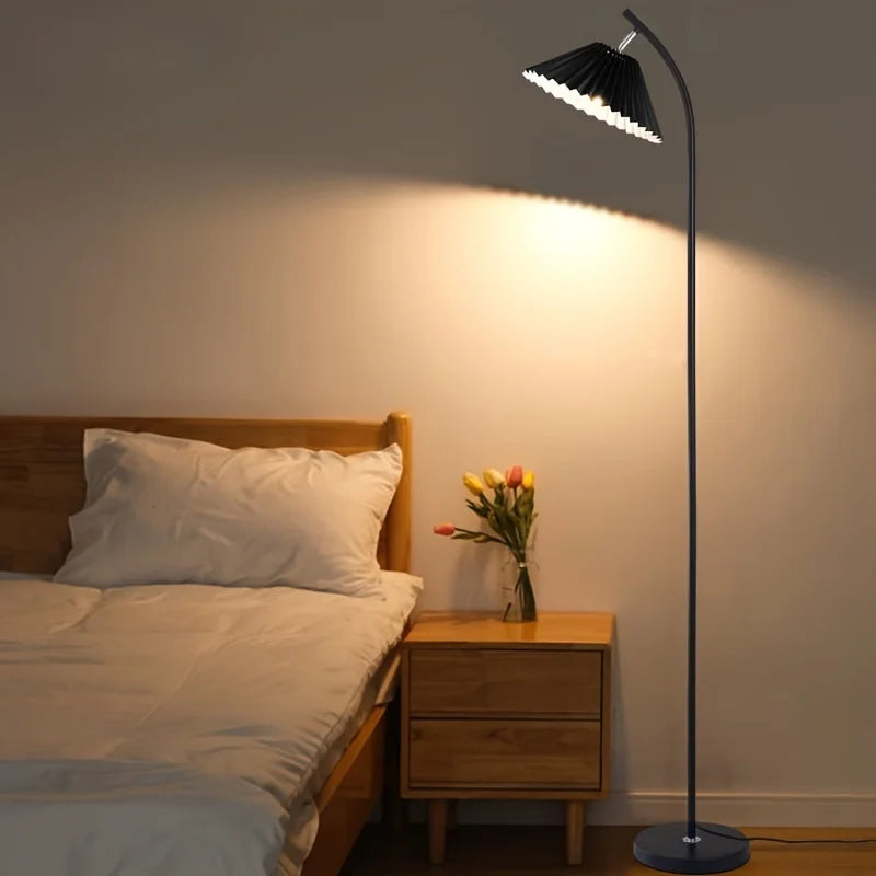 lampadaire nordique moderne abat-jour plissé pour décoration intérieure