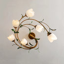 Plafonnier fleurs verre pastoral nordique led viridiplantae