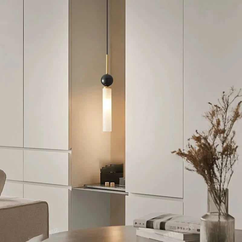 suspension en marbre et cuivre pour éclairage intérieur moderne - vue 6 sur 16