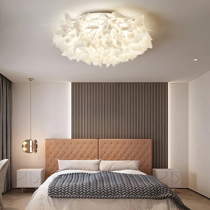 plafonnier led fleur romantique dimmable avec télécommande pvc - vue 4 sur 12