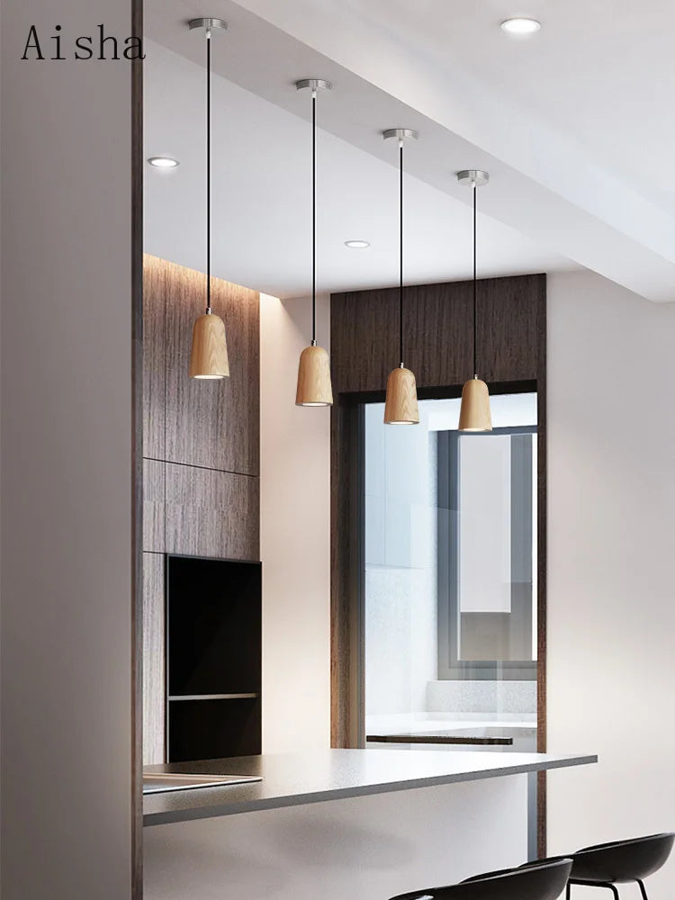 suspension en bois massif style nordique pour décoration intérieure - vue 3 sur 14