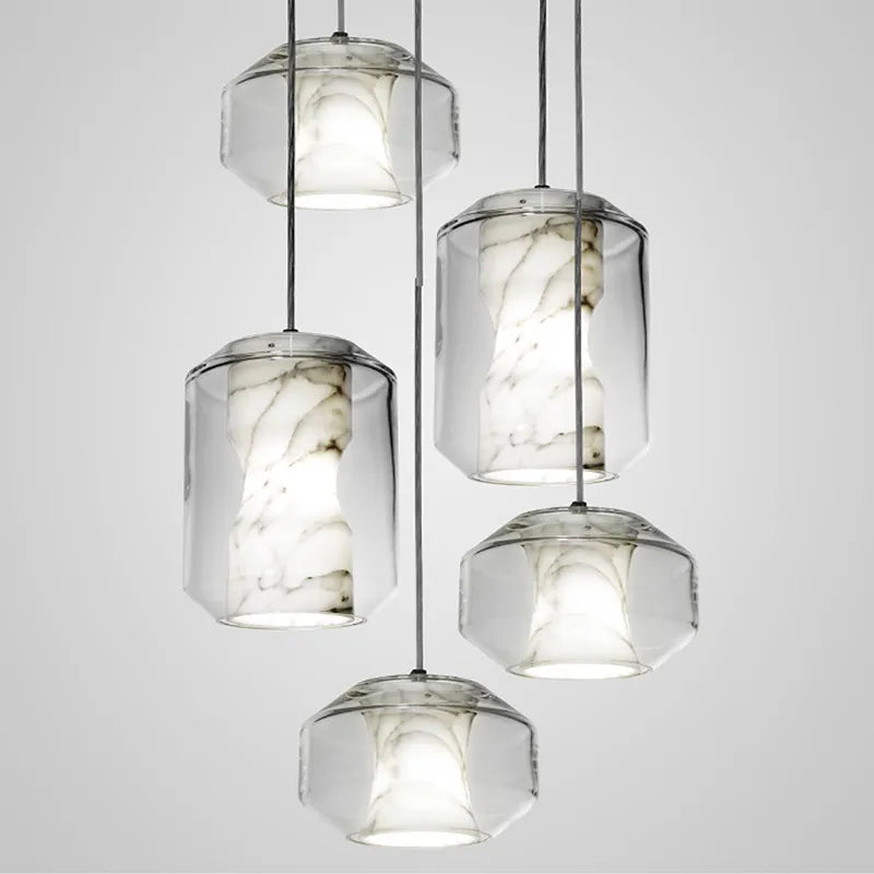 suspension moderne marbre Led luxe Restaurant lustre décor à la maison Lustres salle à manger suspension
