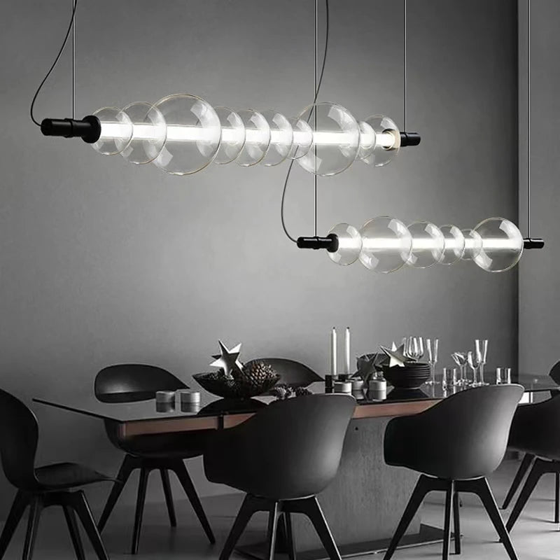 comptoir de bar moderne avec bande lumineuse suspendue - vue 4 sur 9