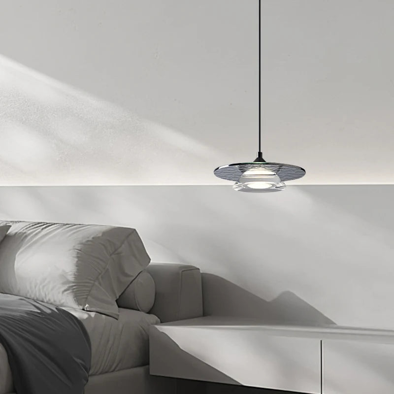 suspension led en verre et cuivre design moderne avec cordon réglable