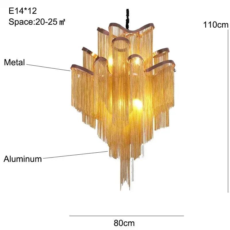 lustre à led pampilles industrielles éclairage intérieur décoration moderne - vue 12 sur 12