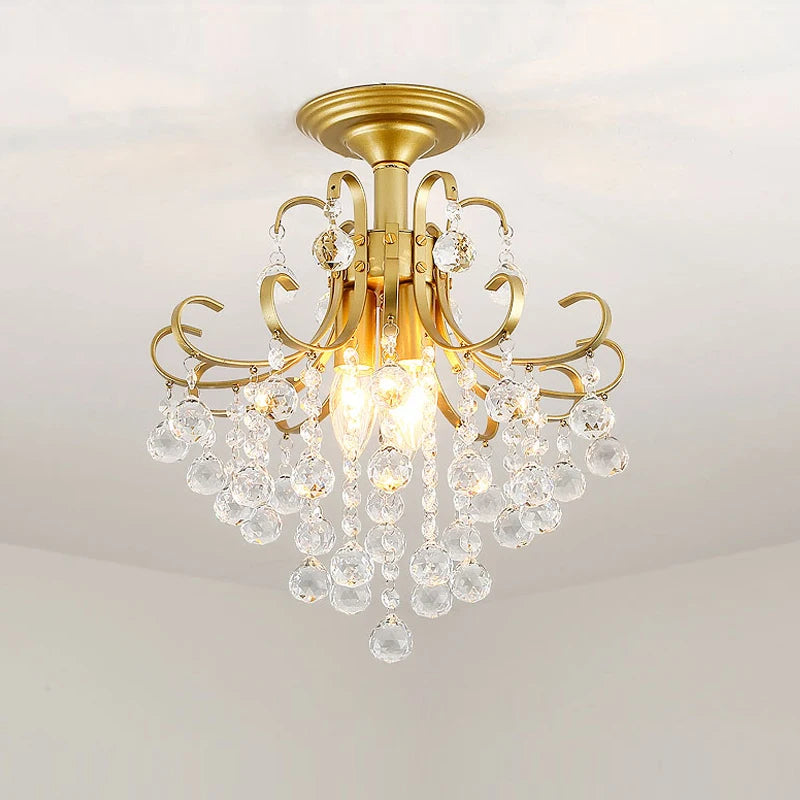 2024 Modern Crystal Chandelier Creative Design Black/Gold Corridor Ceiling Lamp Applicable To Porch Restaurant Lamps - vue 2 sur 15