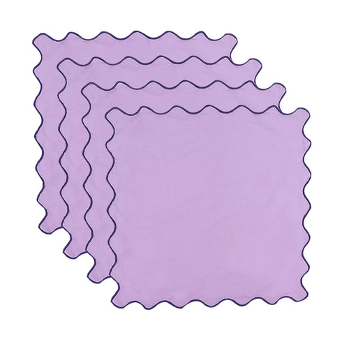 Serviette de table coton lin bord ondulé lot