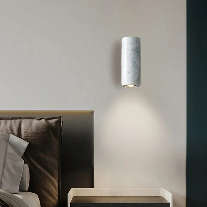 applique murale led en marbre support chevet décorative nordique hôtel - vue 3 sur 8