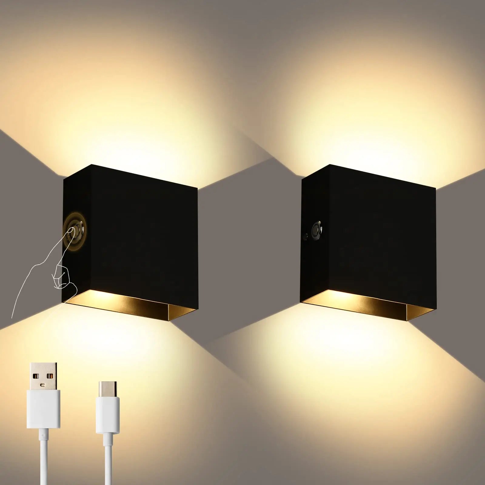 applique murale led rechargeable sans fil avec capteur humain usb