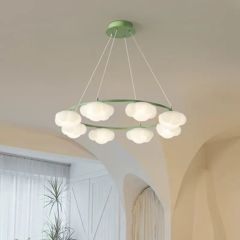 Lampe lustre nuage vert télécommande salle manger - vue 2 sur 14