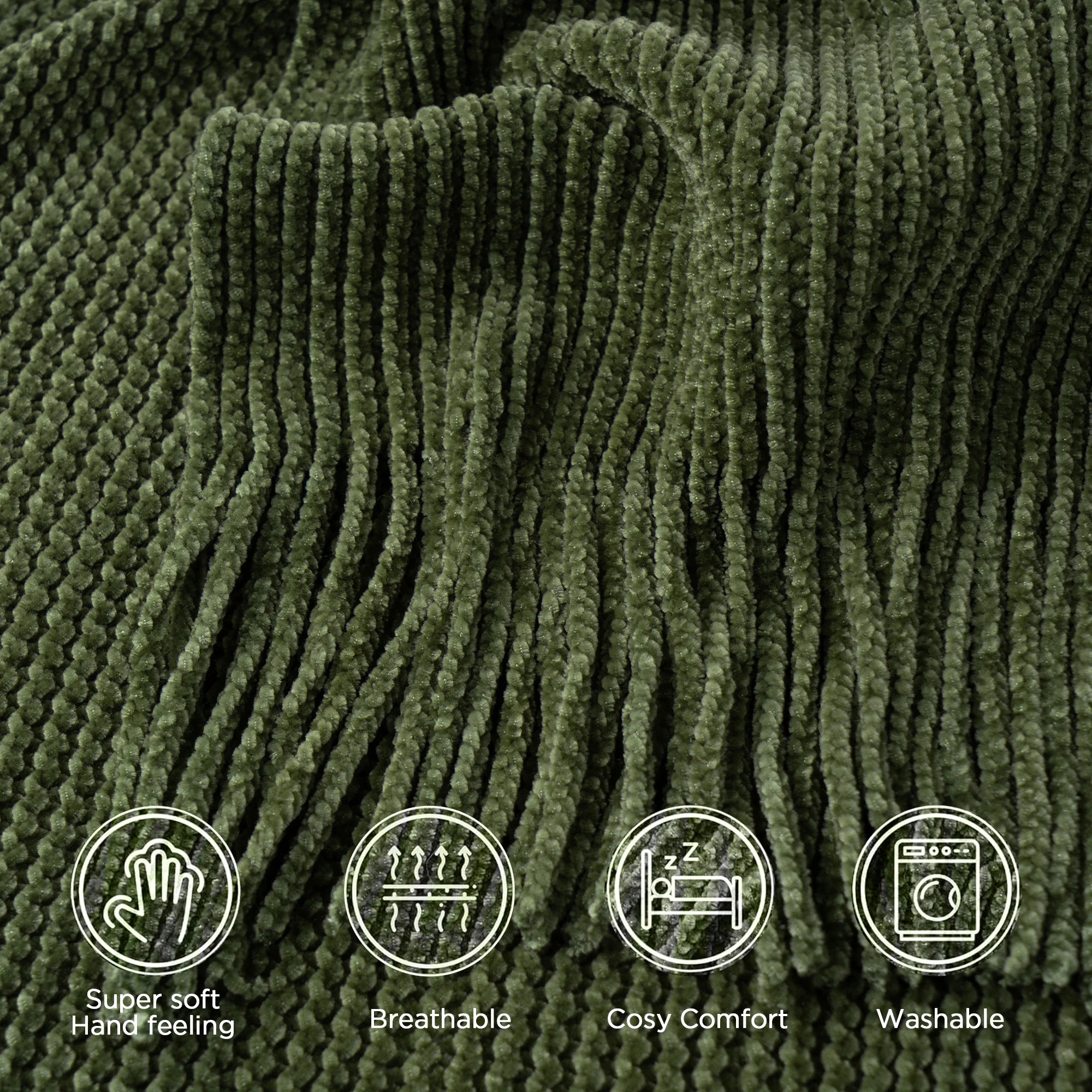 plaid maille chenille à pompons motif carreaux decoratif - vue 6 sur 6
