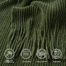 Plaid maille chenille a pompons motif carreaux decor