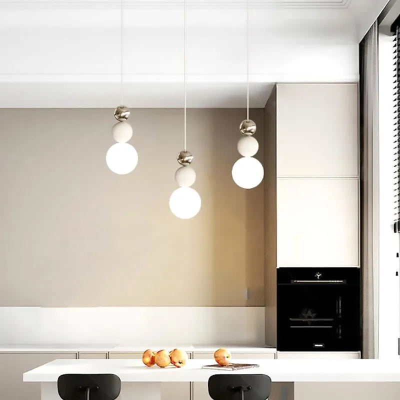 suspension nordique en verre blanc fil réglable luminaire décoratif