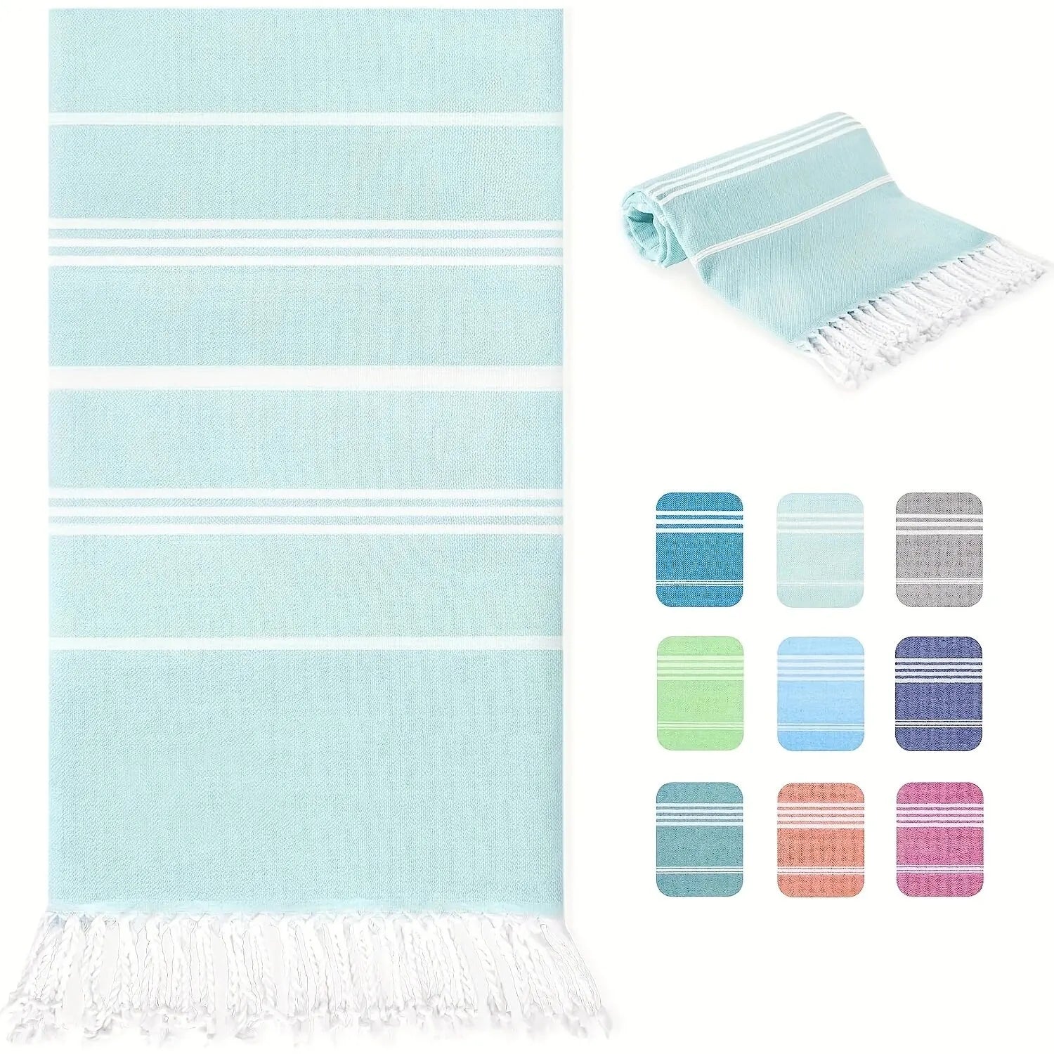 Serviette de plage turque rayures sechage rapide legere - vue 2 sur 7