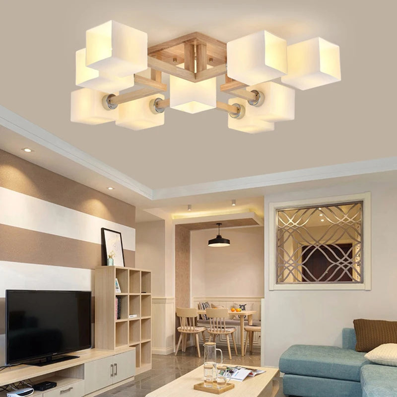 Plafonnier design en bois style japonais - vue 5 sur 10