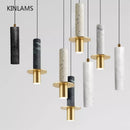 Lampe moderne Terrazzo lustre en marbre projecteur cylindrique suspension Restaurant réception marbre Led lustre trou pierre