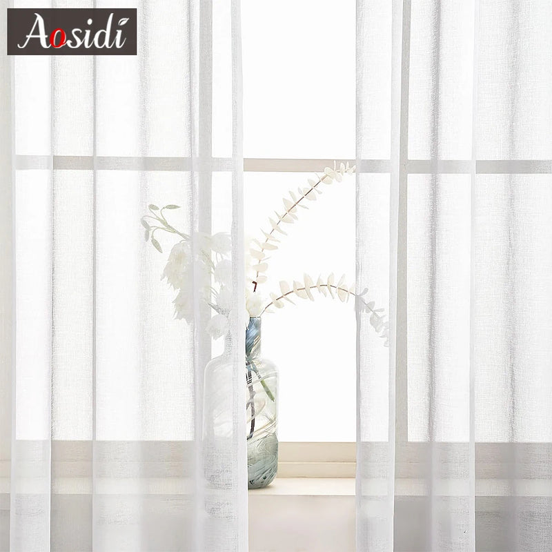 Voilage effet lin extra long pour grandes fenêtres