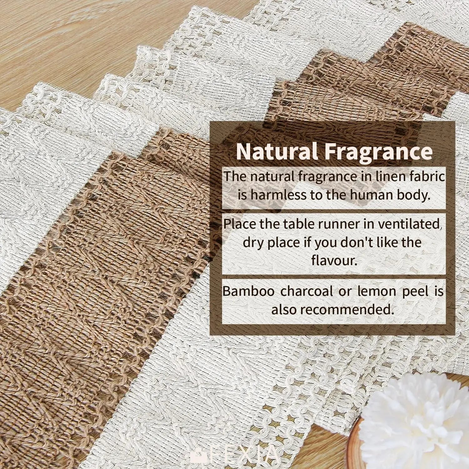 Chemin de table bohème beige motifs géométriques pompons - vue 4 sur 7