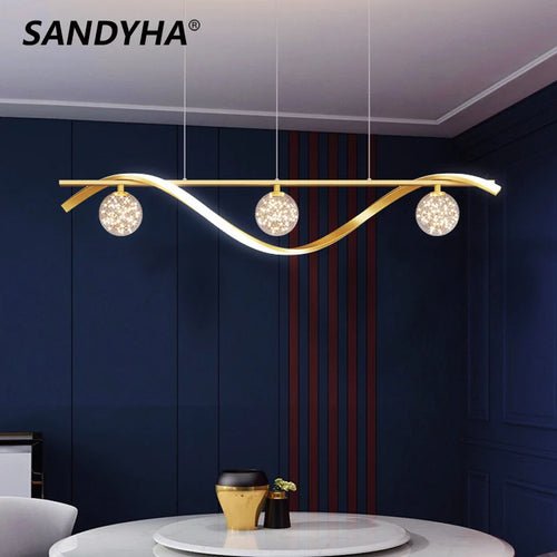 lustre sandyha led étoiles en boule de verre clair suspendue