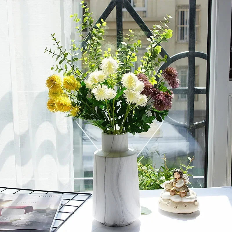 fleurs artificielles en boule de ginseng décoratives en plastique - vue 5 sur 7