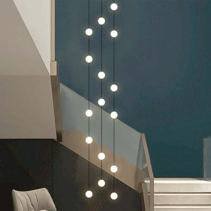 lustre long moderne minimaliste pour duplex villa appartement - vue 2 sur 15