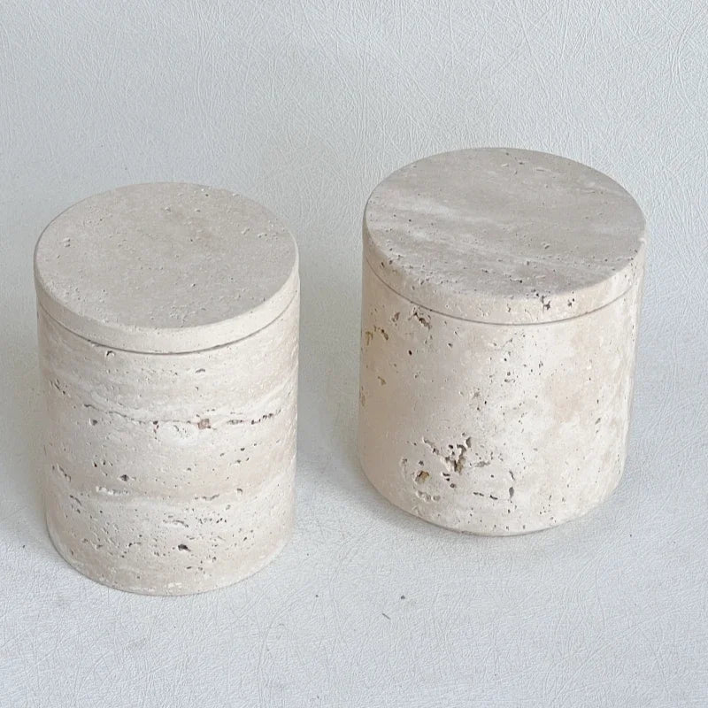récipient en marbre wabi-sabi avec couvercle et boîte de rangement - vue 6 sur 7