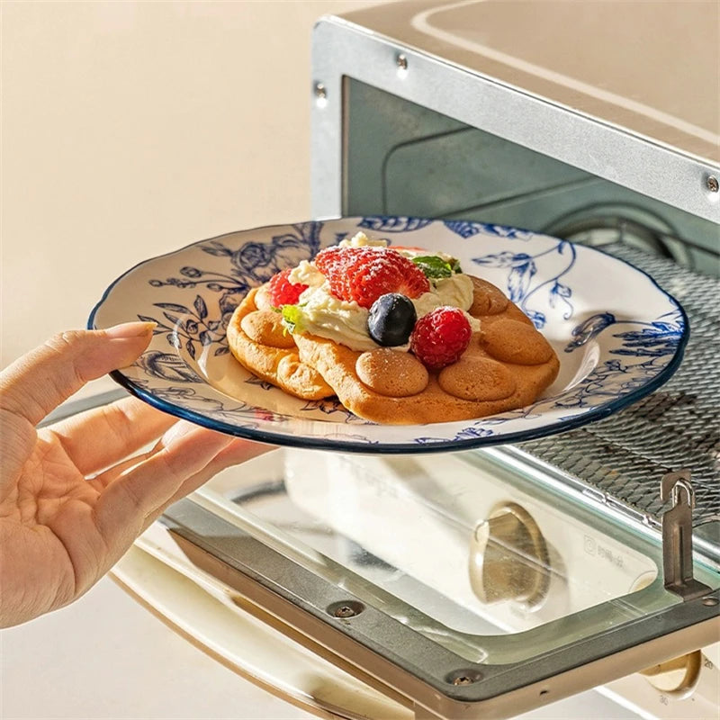 Service assiettes ceramique vintage motif fleurs champetre